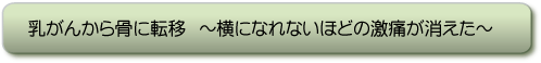 乳がんから骨に転移〜横になれないほどの激痛が消えた〜